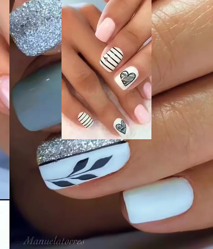 Nail art: diseño con brillos sobre uñas acrílicas