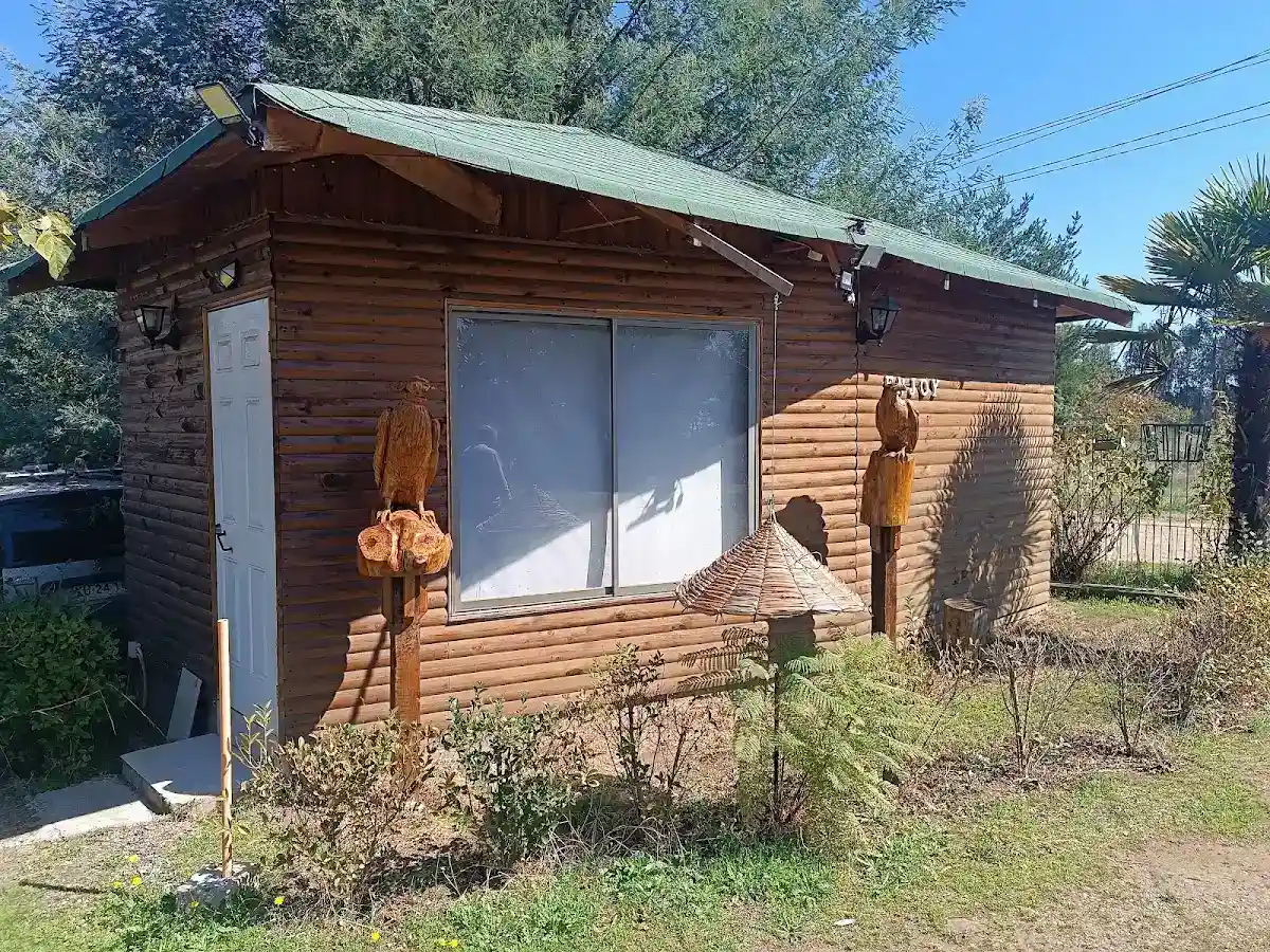 Cabaña de madera con techo verde entre árboles en Nido Verde