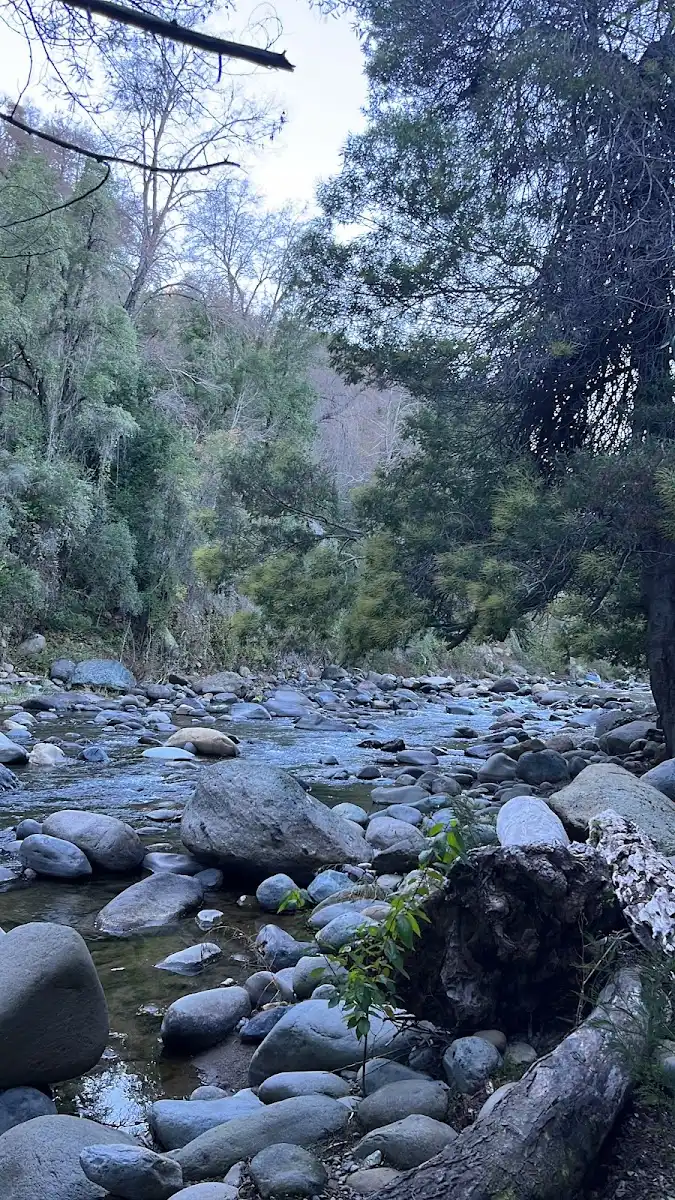 Río Claro corriendo entre rocas en El Radal