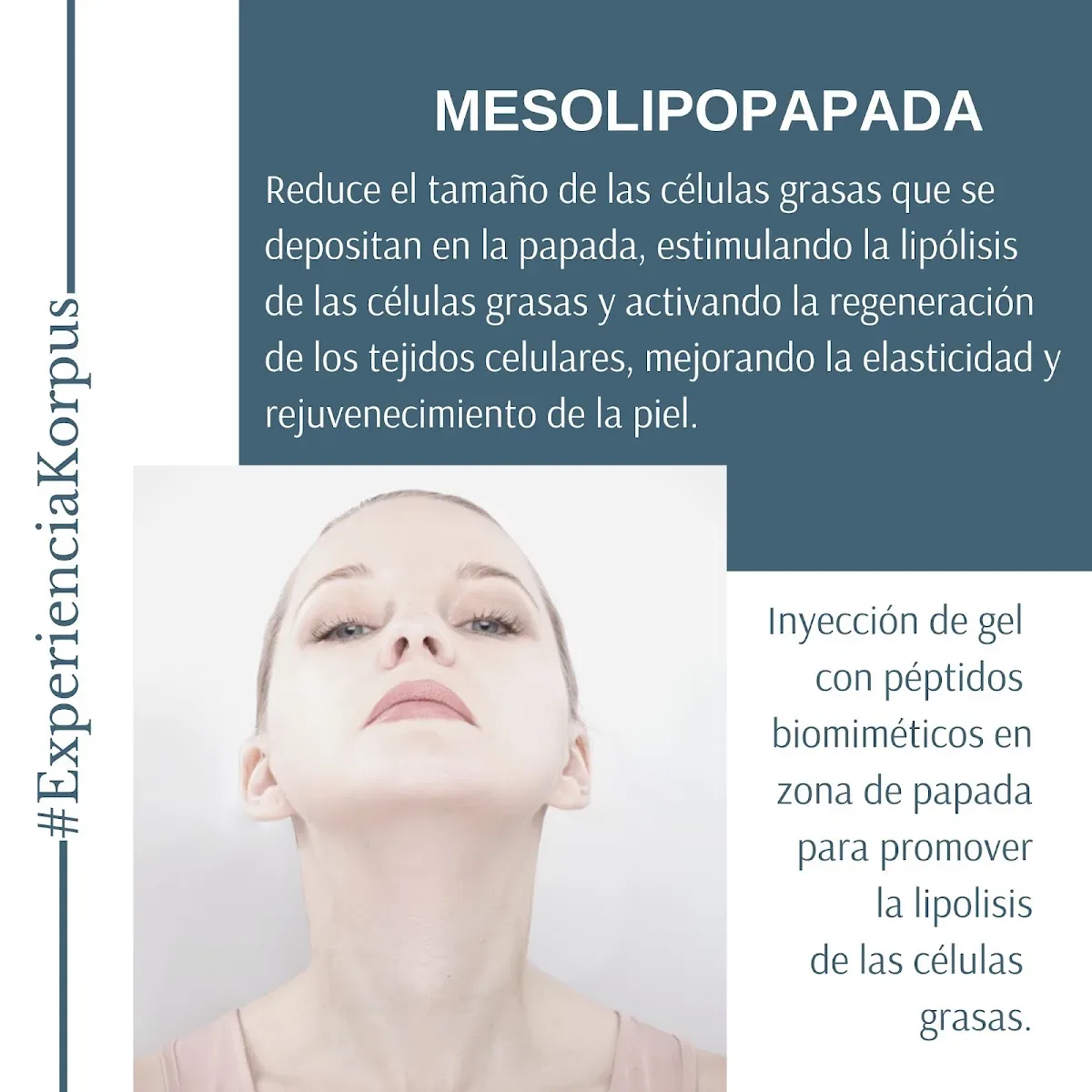 Flyer de Korpus: mesolipopapada para reducir la papada
