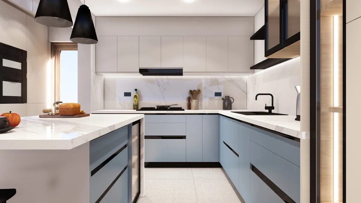 Interior de cocina moderna, registro de la ficha pública de Constructora Musalem
