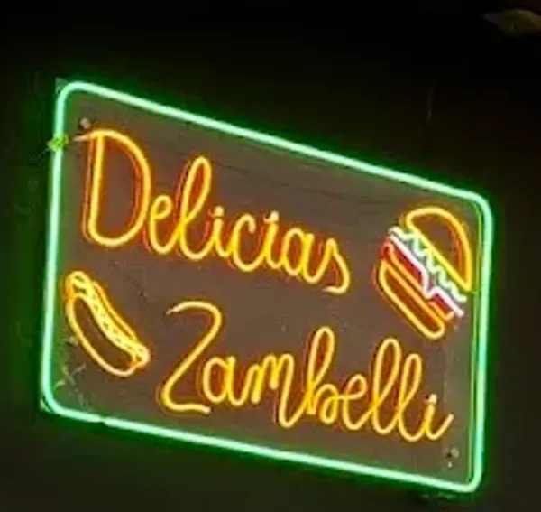 Letrero de neón de Delicias Zambelli