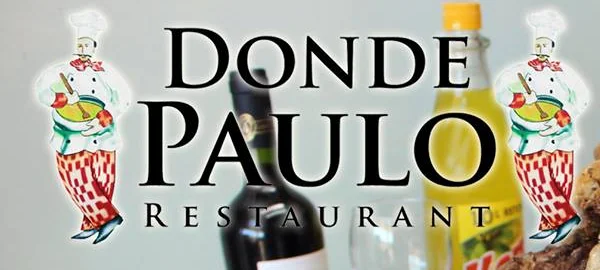 Logo de Donde Paulo: nombre del restaurant con dos cocineros