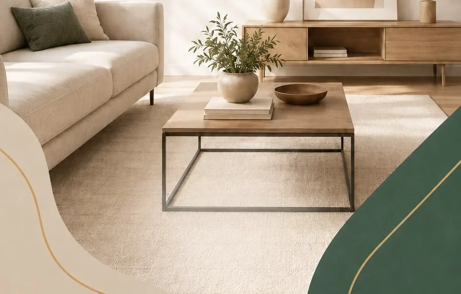 Living ordenado y aspirado con sillones y centro de madera