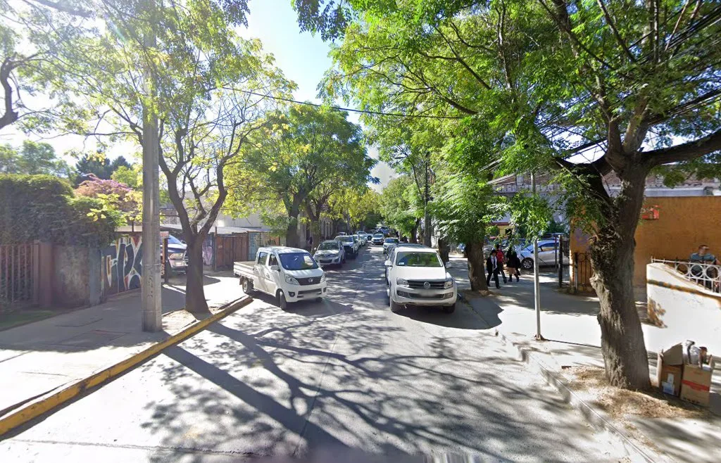 1 Oriente hacia el norte, calzada y bandejón arbolado, Talca