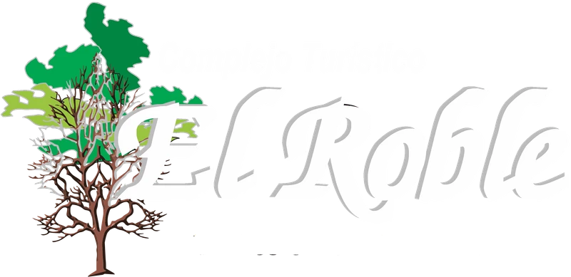 Logo de Complejo Turístico El Roble: roble verde y texto blanco