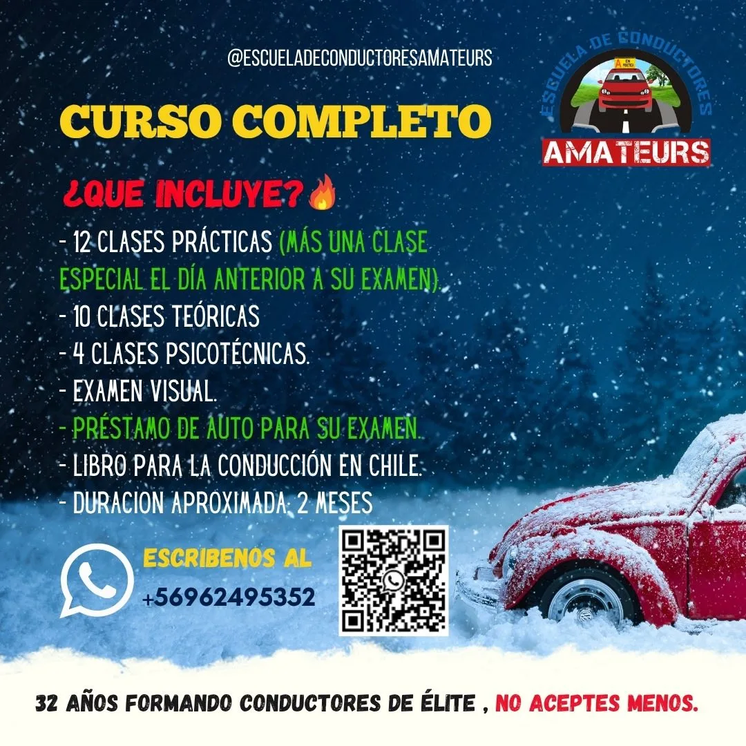 Afiche real publicado por la escuela: curso completo de la Escuela de Conductores Amateurs