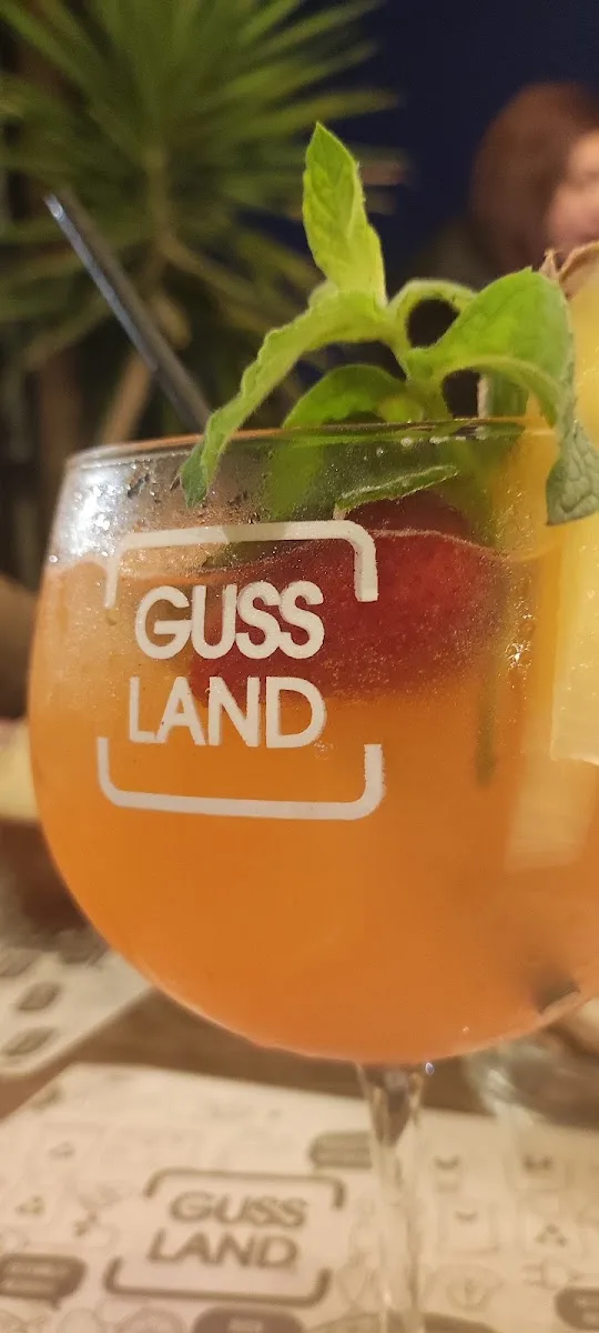 Vaso de vidrio con el logo GUSS LAND de Gussland