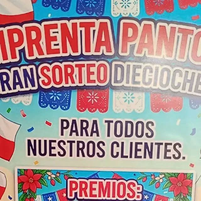 Afiche colorido de un sorteo diseñado e impreso por la imprenta
