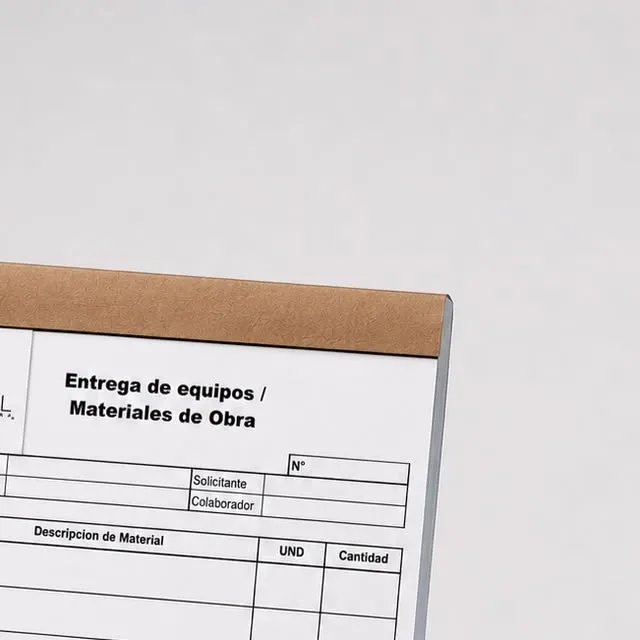 Talonario de entrega de equipos y materiales de obra impreso por la imprenta
