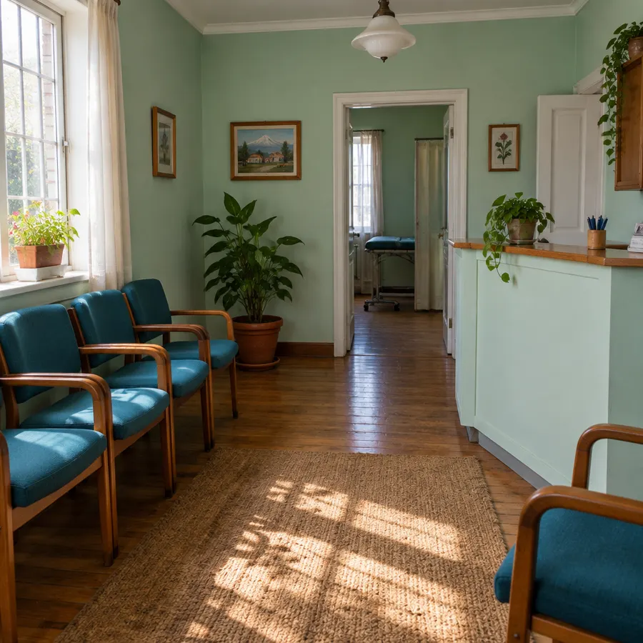 Bosquejo de sala de espera del centro médico