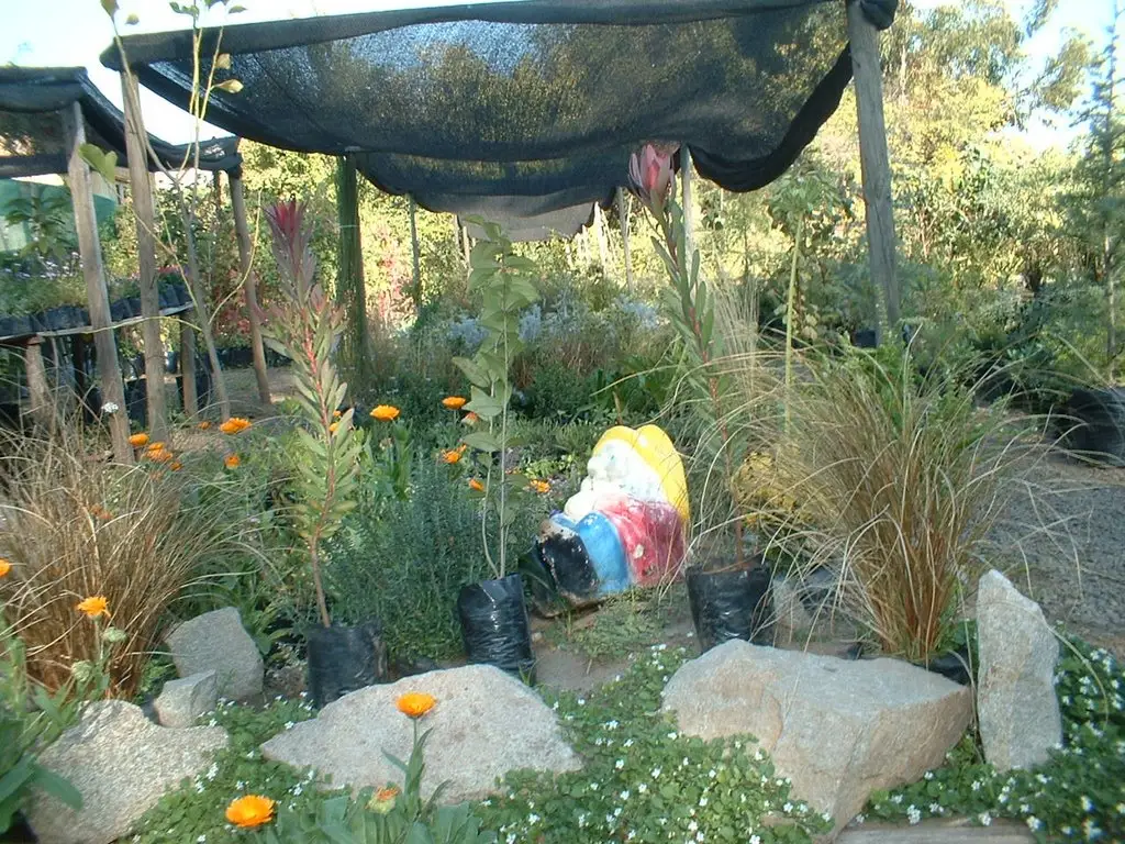 Rincón decorado del jardín de exhibición en Jardín Alemán