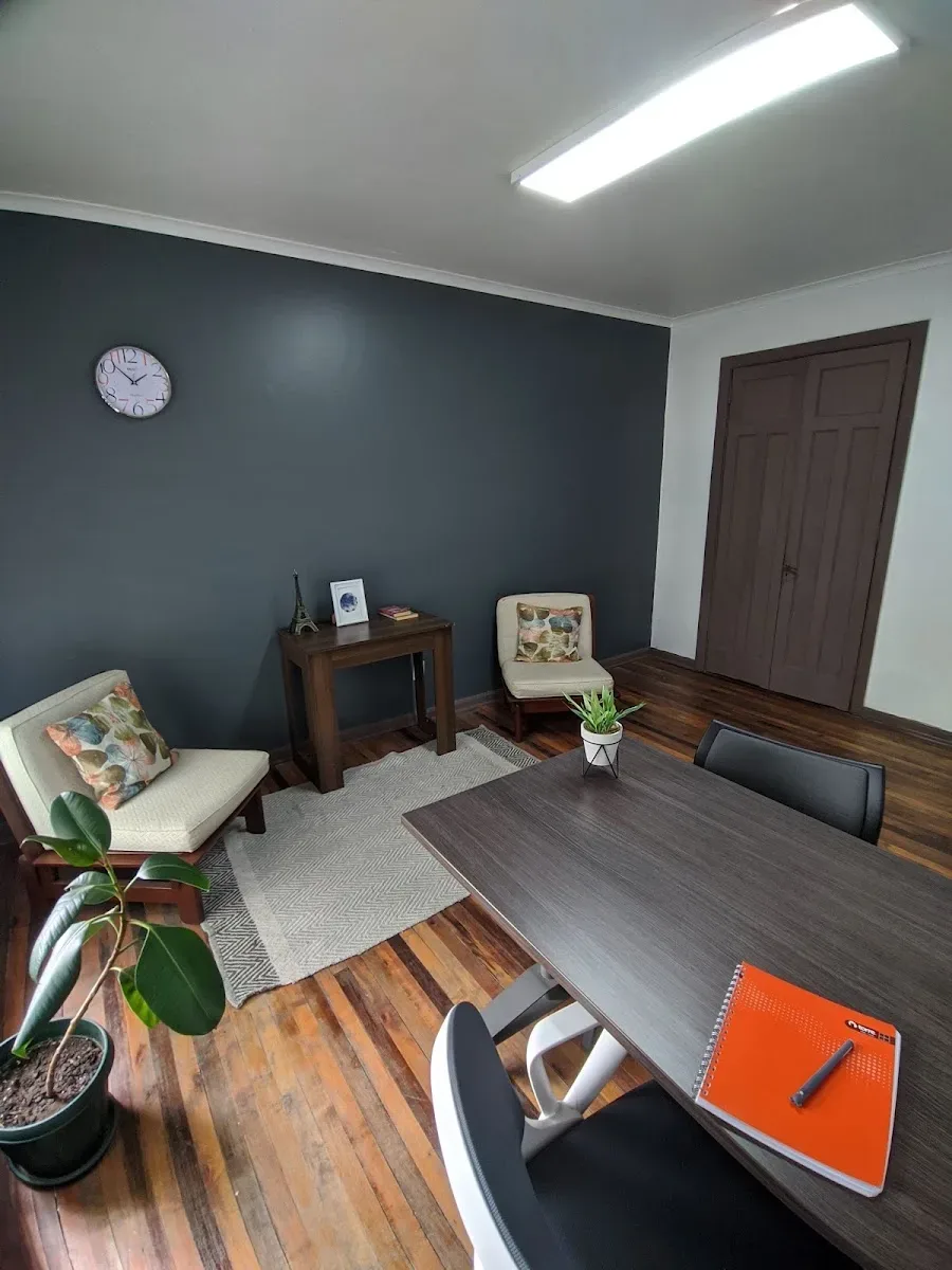 Detalle de la consulta: silla naranja y plantas junto a la mesa