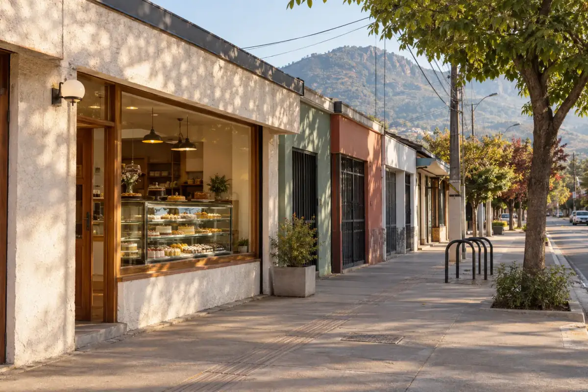 Fachada de Le Petit Pasteleria en 2 Oriente, Talca, con la vitrina a la calle