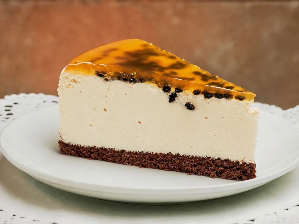 Trozo de pie de maracuyá sobre plato