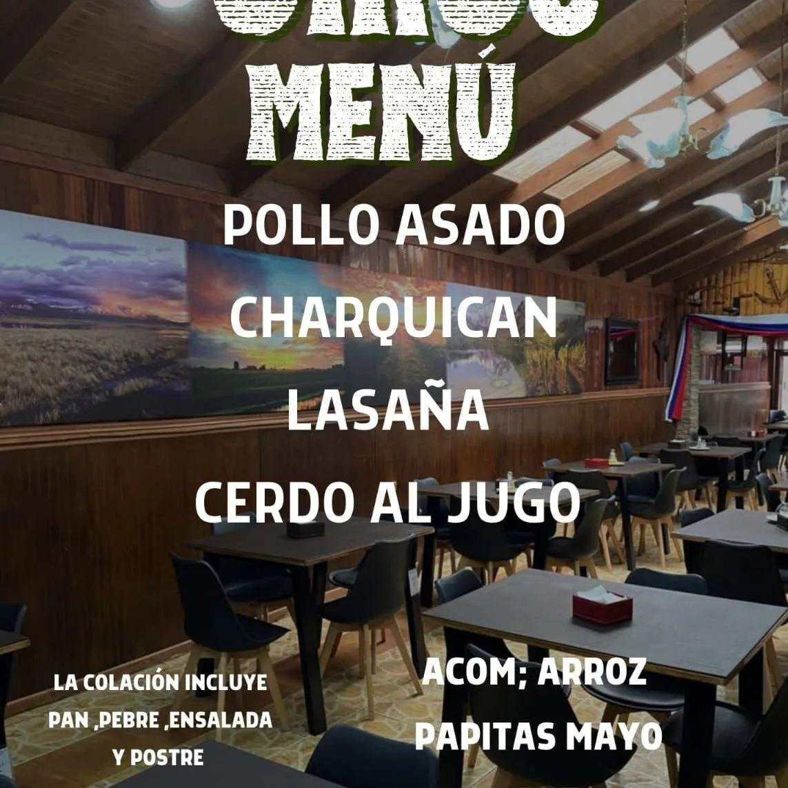 Afiche del menú del día de Oikos publicado en su Facebook: lasaña