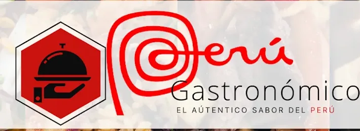 Logo de Perú Gastronómico: espiral roja con el lema el auténtico sabor del Perú