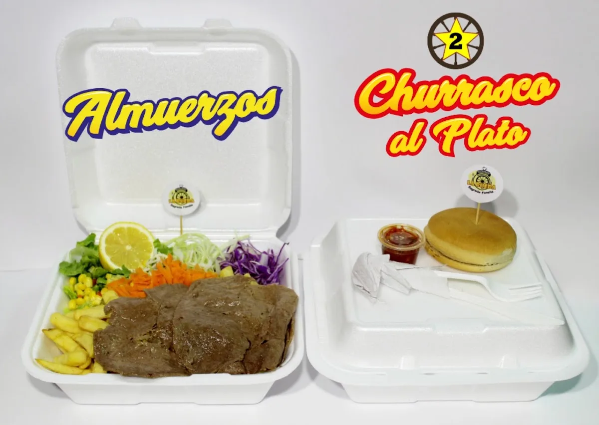 Almuerzo y churrasco al plato de La Rueda envasados para llevar, con sus monedas de la casa