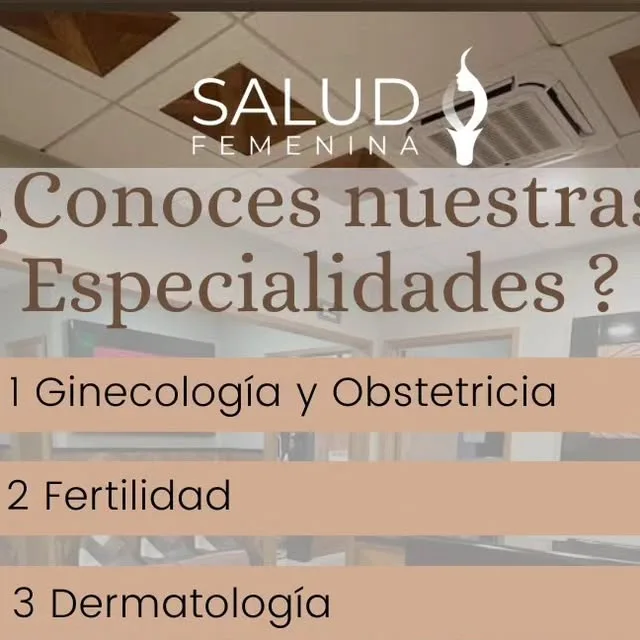 Publicación de Salud Femenina Talca con su lista de especialidades: ginecología y obstetricia, fertilidad y dermatología