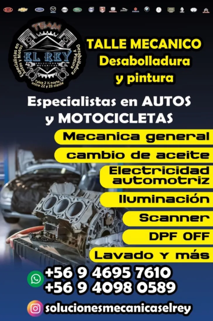 Afiche publicado por Soluciones Mecánicas El Rey con sus servicios, teléfonos y dirección en Talca