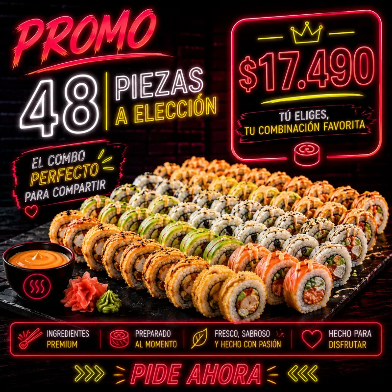 Tabla de 48 piezas de sushi a elección