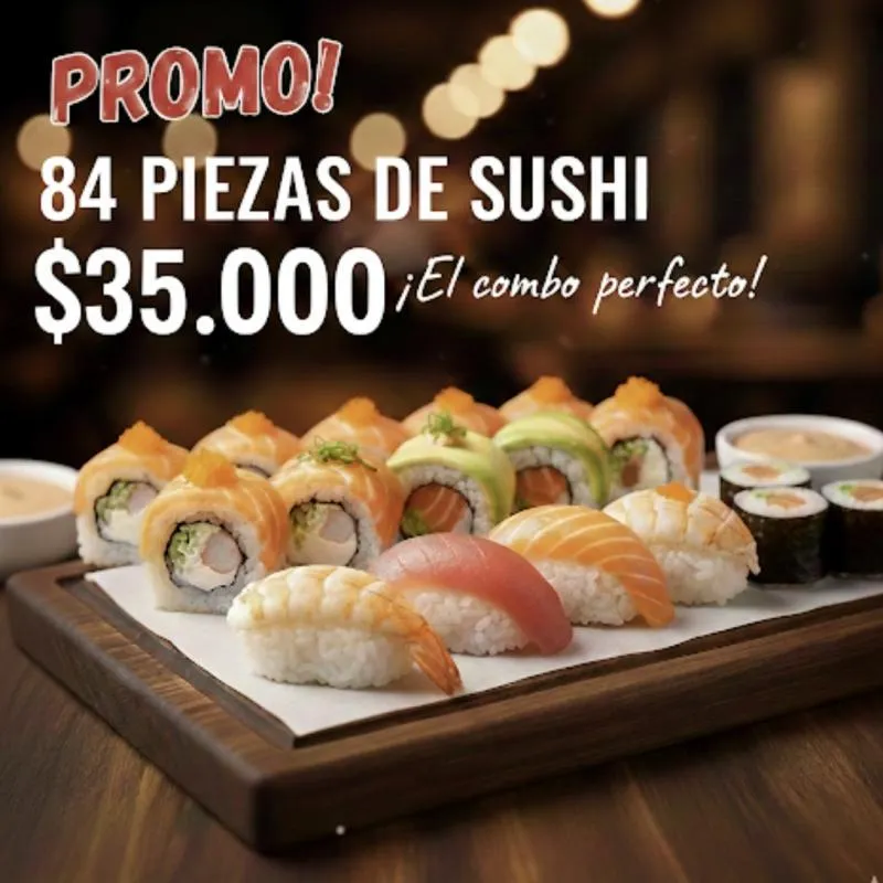 Tabla grande de sushi variado con nigiris y rolls