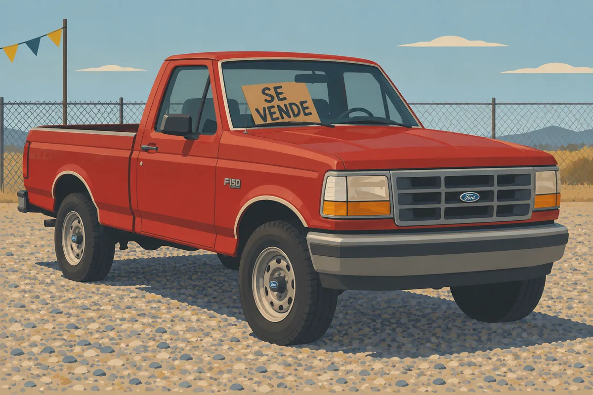 Ilustración de referencia de un pickup de trabajo usado en un lote