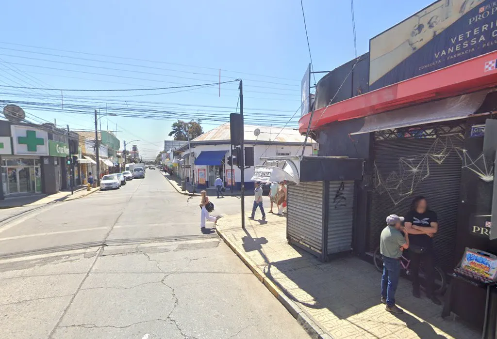 Esquina de la veterinaria en Quechereguas, Molina, vista desde la calle