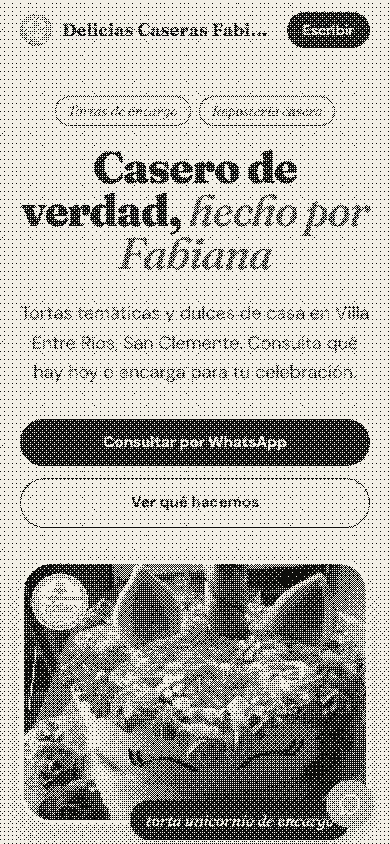 Primer pantallazo en celular del demo de Delicias Caseras Fabiana