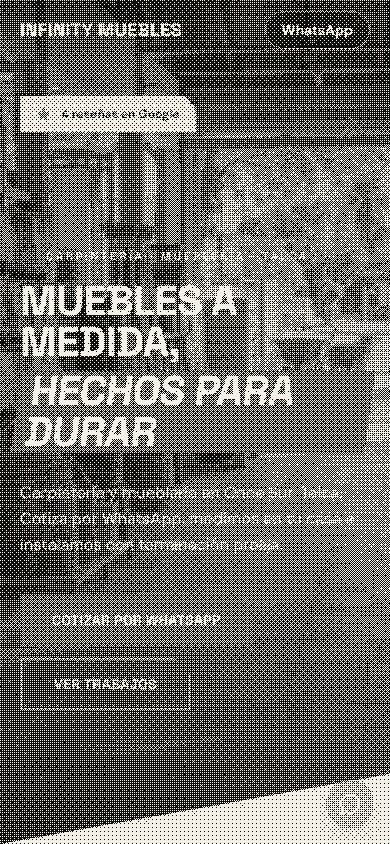 Primer pantallazo en celular del demo de Infinity Muebles