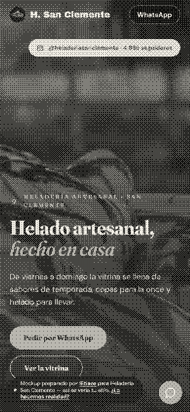 Primer pantallazo en celular del demo de Heladería San Clemente