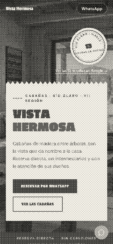 Primer pantallazo en celular del demo de Cabañas Vista Hermosa