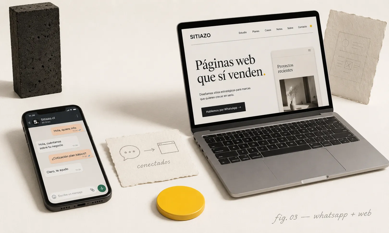 Composición editorial para la nota WhatsApp Business + página web: cómo combinarlos para vender más.